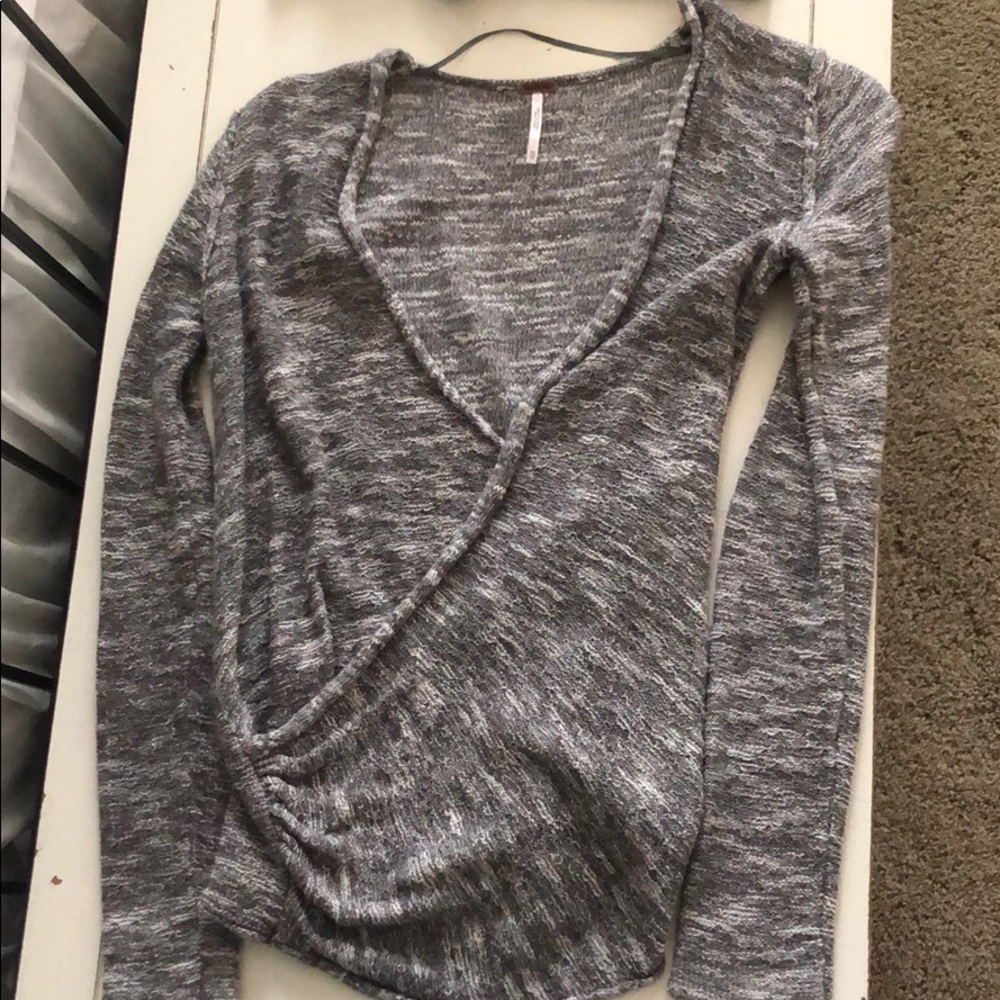 Grey wrap sweater